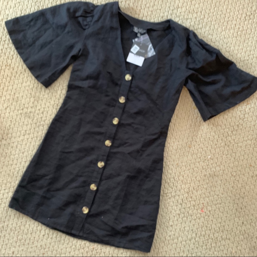 Black TOPSHOP angel sleeve button dress - Size 2